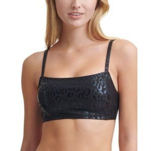MSRP $68 Dkny Printed Bralette Bikini Top Swimsuit Black Size XS